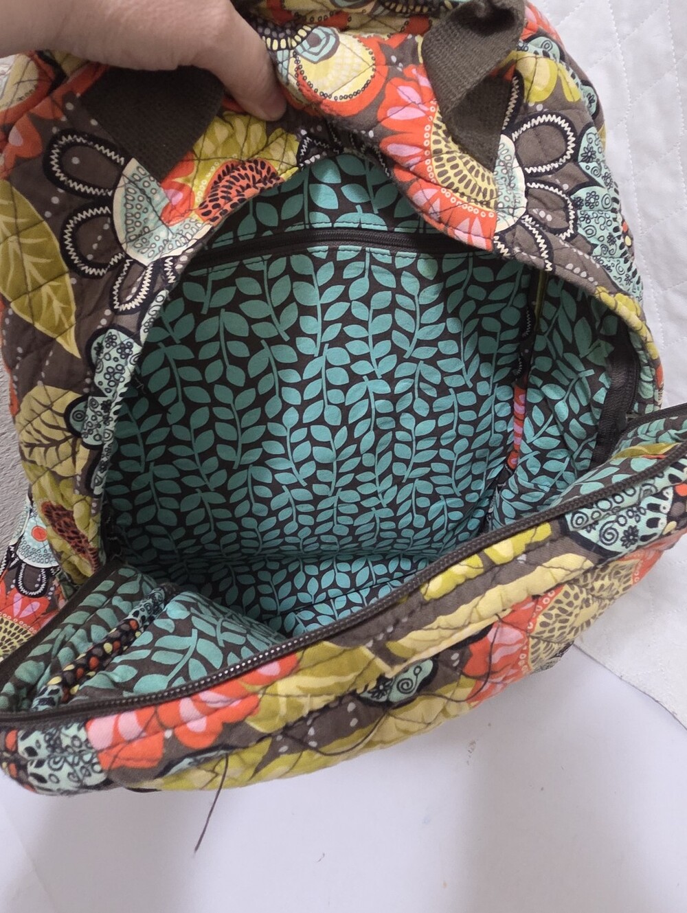 Vera Bradley Backpack Flower Shower Print Quilted Retired Rare - Picture 4 of 5